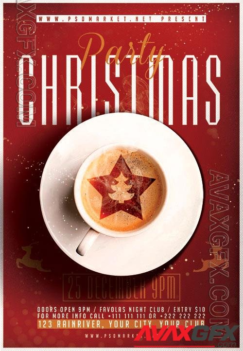 Christmas coffee break flyer psd