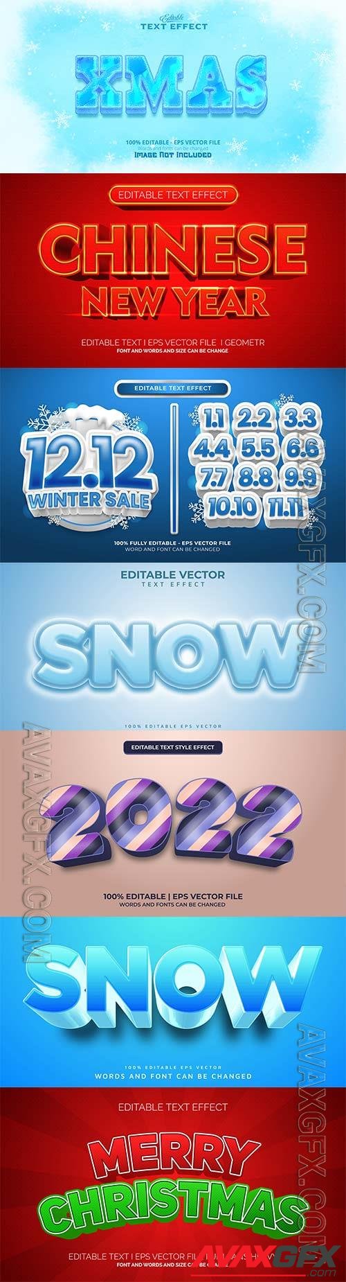 Set 3d editable text style effect vector vol 339