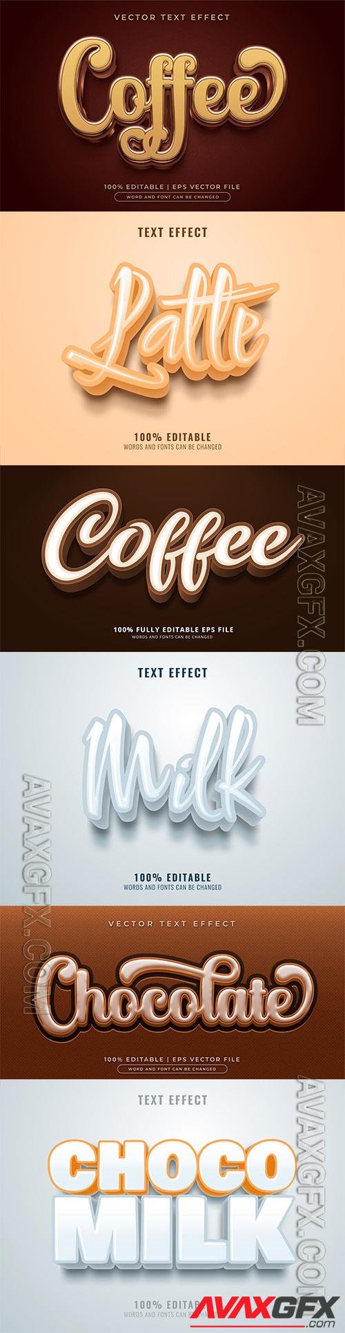 Set 3d editable text style effect vector vol 340