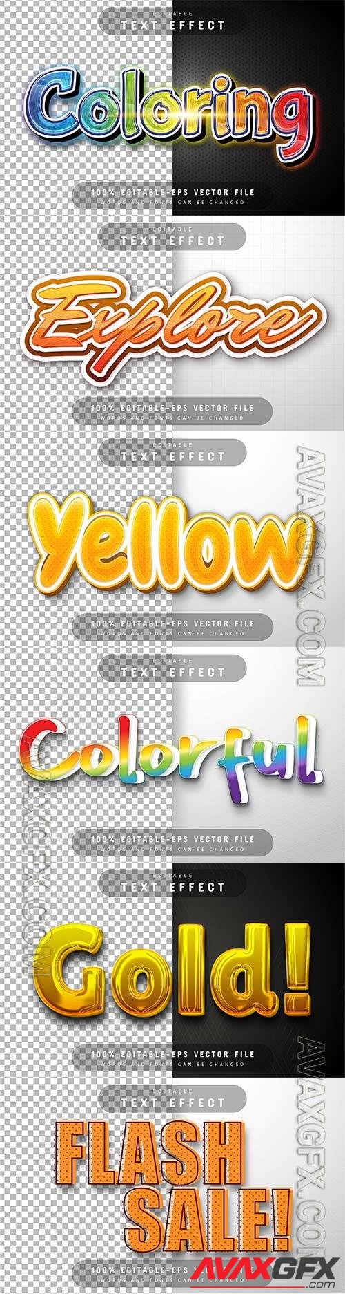 Set 3d editable text style effect vector vol 333