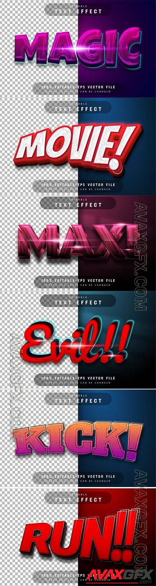 Set 3d editable text style effect vector vol 334