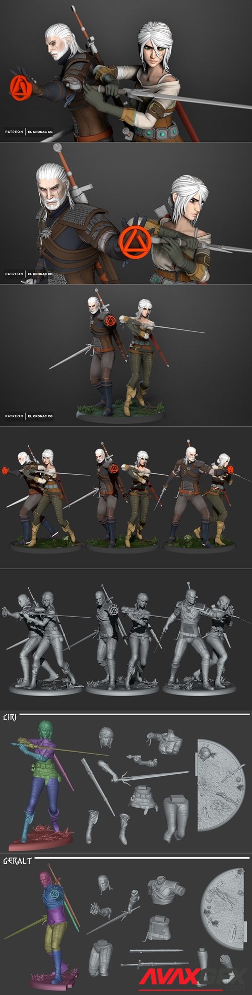 Ciri and Geralt - The Witcher 3 – 3D Printable STL