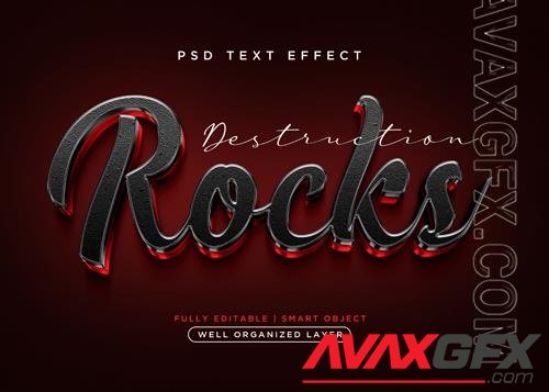 3d style rocks text effect psd