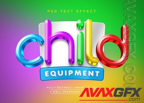 3d style child text effect psd