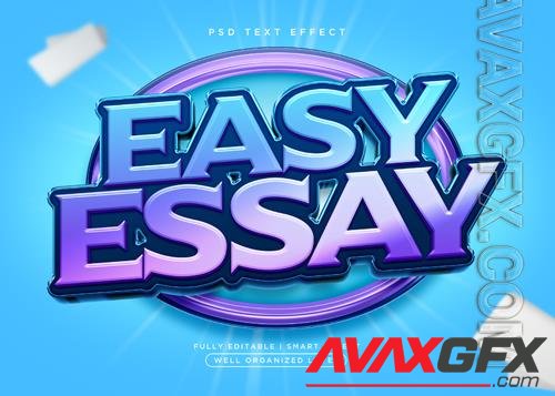 3d style essay text effect psd