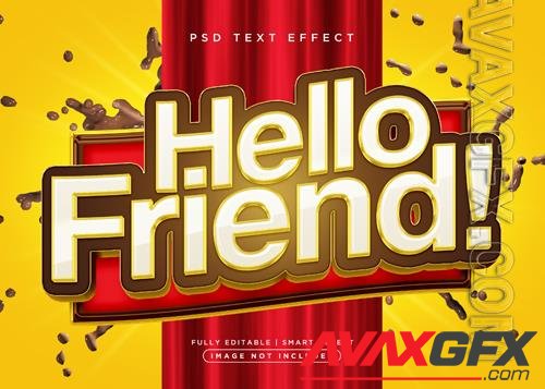 3d style hello friend text effect psd