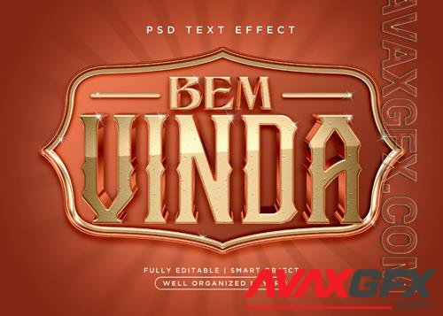 3d style bem vinda text effect psd