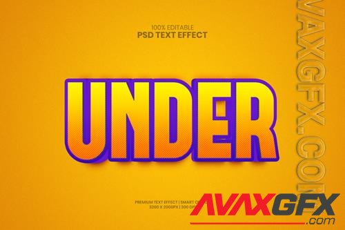 Under 3d editable premium psd text effect