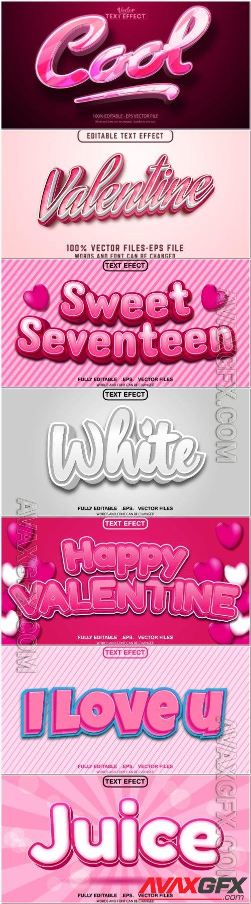 Set 3d editable text style effect vector vol 356