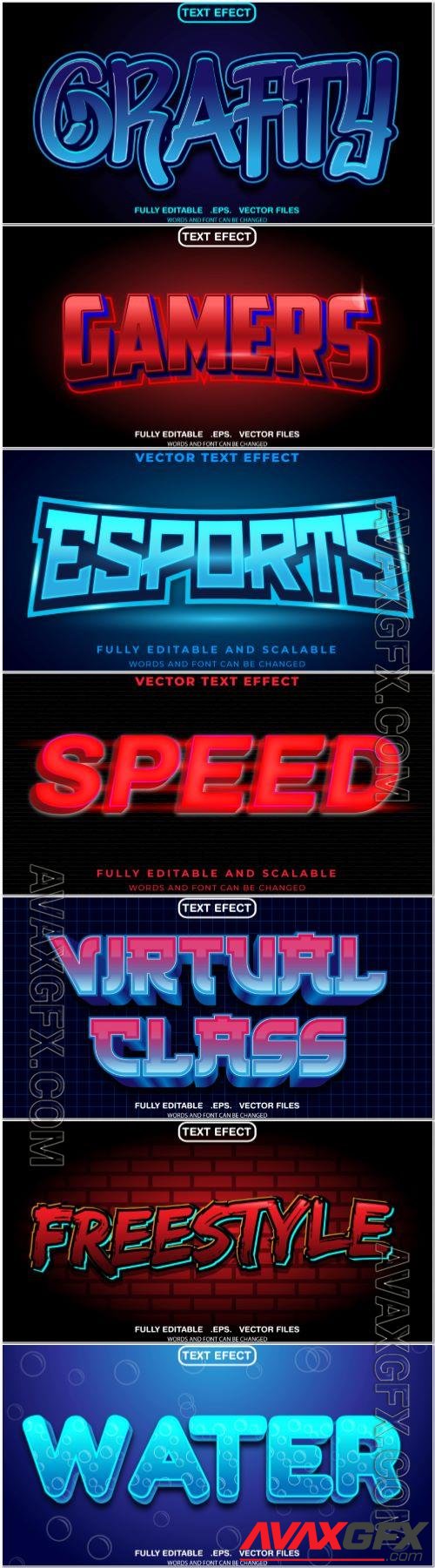 Set 3d editable text style effect vector vol 355