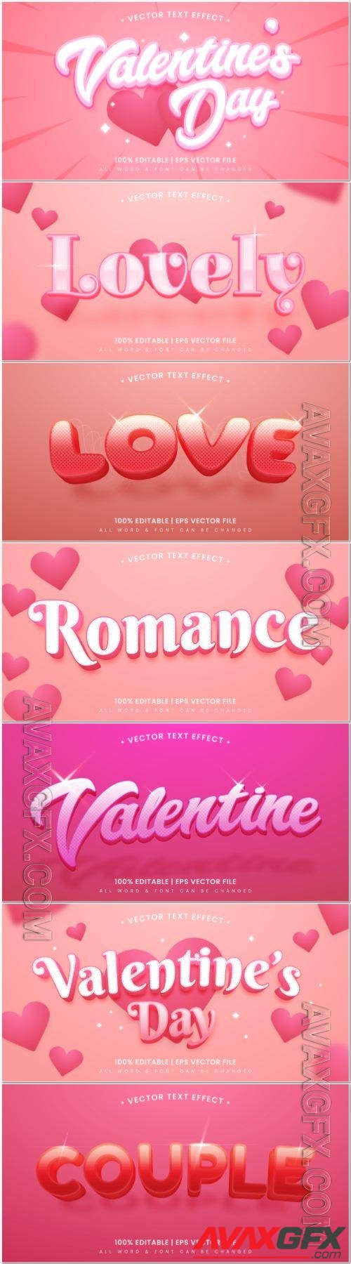 Set 3d editable text style effect vector vol 352