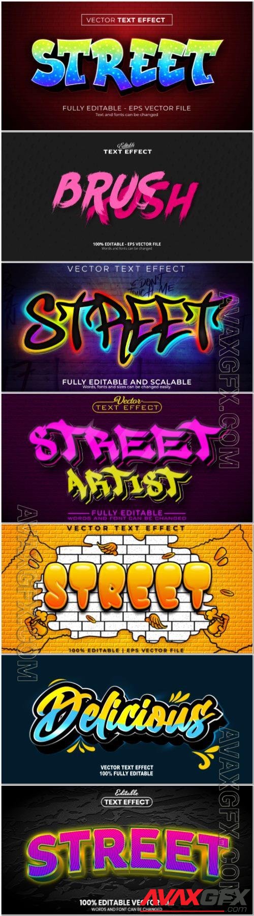 Set 3d editable text style effect vector vol 370