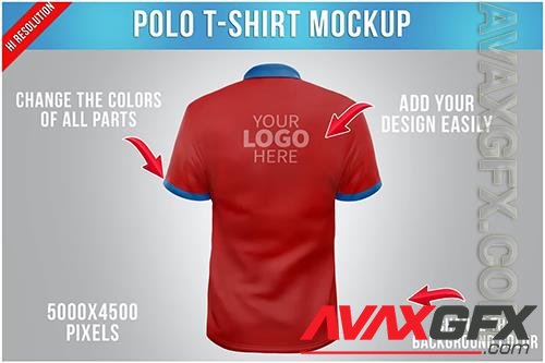 Polo T-shirt Mockup - Back View 3K22WRE
