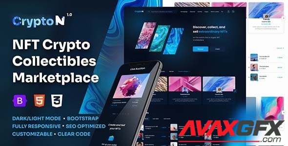 ThemeForest - CryptoN v1.0 - NFT Collectibles Marketplace HTML Template - 35256140