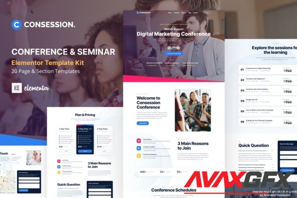 ThemeForest - Consession v1.0.0 - Conference & Seminar Elementor Template Kit - 35255456