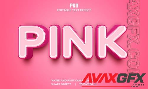 Pink 3d editable text effect premium psd