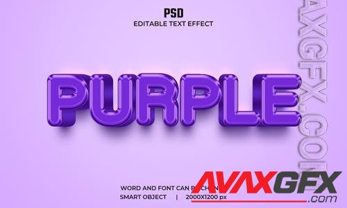 Purple 3d editable text effect premium psd with background