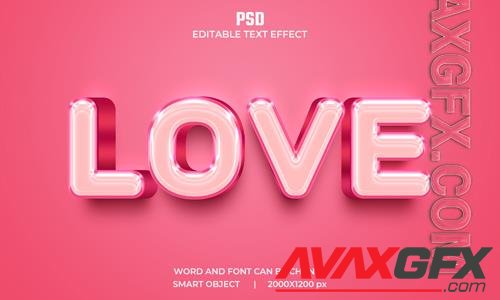 Love 3d editable text effect premium psd with background