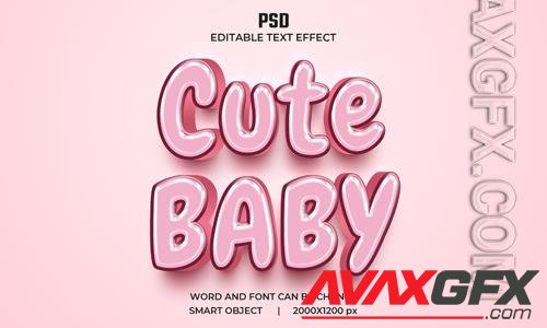 Cute baby 3d editable text effect premium psd with background