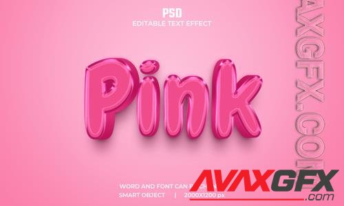 Pink 3d editable text effect premium psd with background