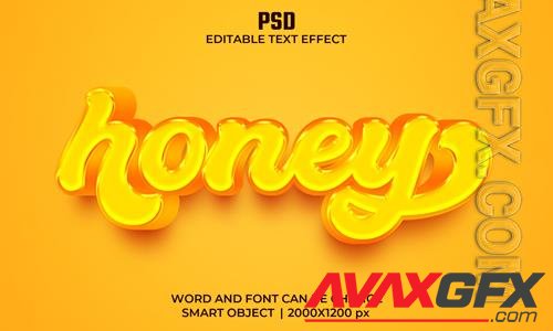 Honey 3d editable text effect premium psd with background