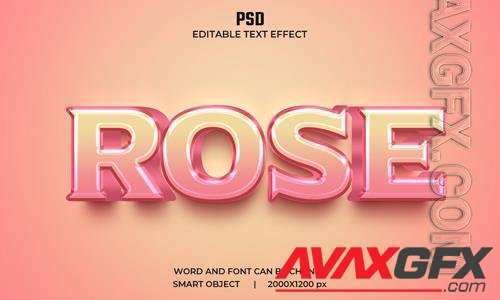 Rose 3d editable pink color text effect premium psd with background