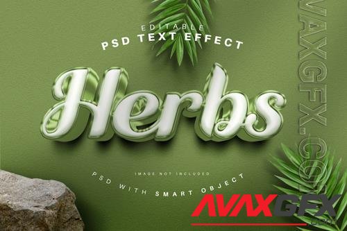 Green herbs 3d glossy text effect psd