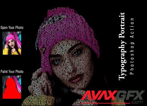 Typography Portrait Photoshop Action - 6790314
