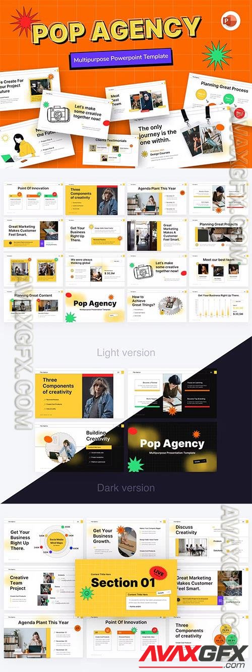 Pop Agency Creative Business PowerPoint Template Q3Y5YQR