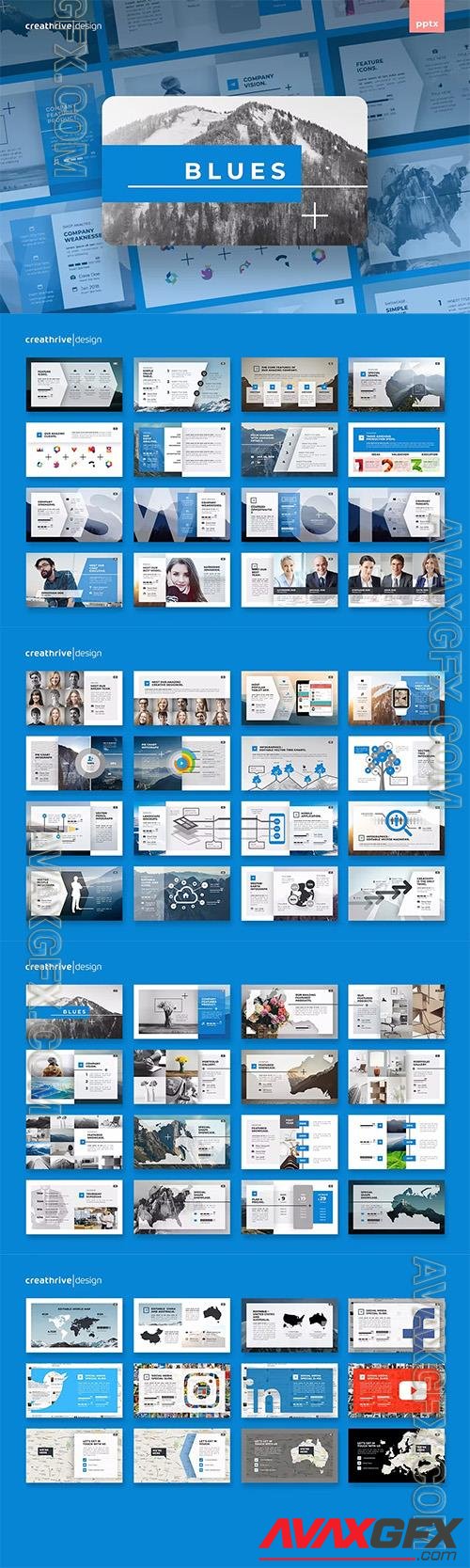Blues Powerpoint and Keynote Templates