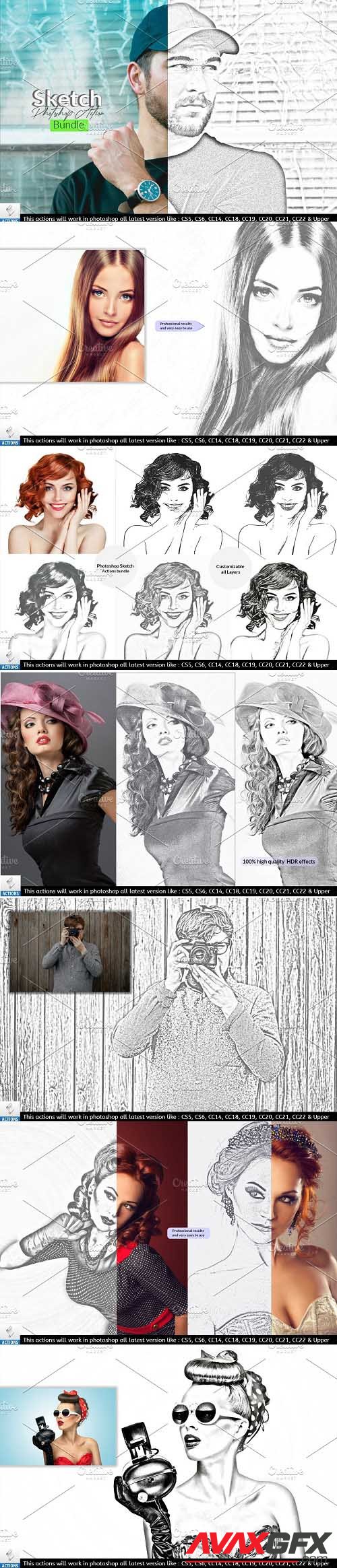 Sketch Photoshop Action bundle - 6659581