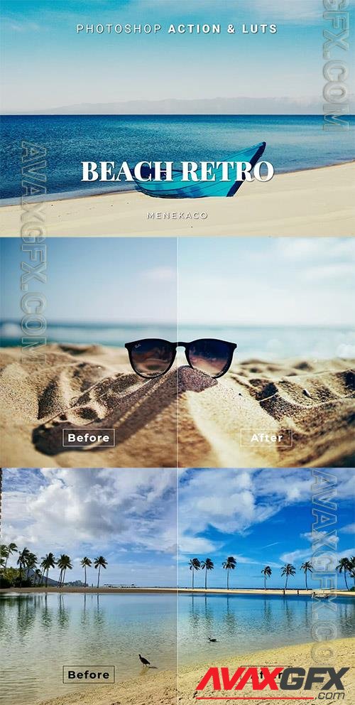 Beach Retro Photoshop Action & LUTs 93A25LV