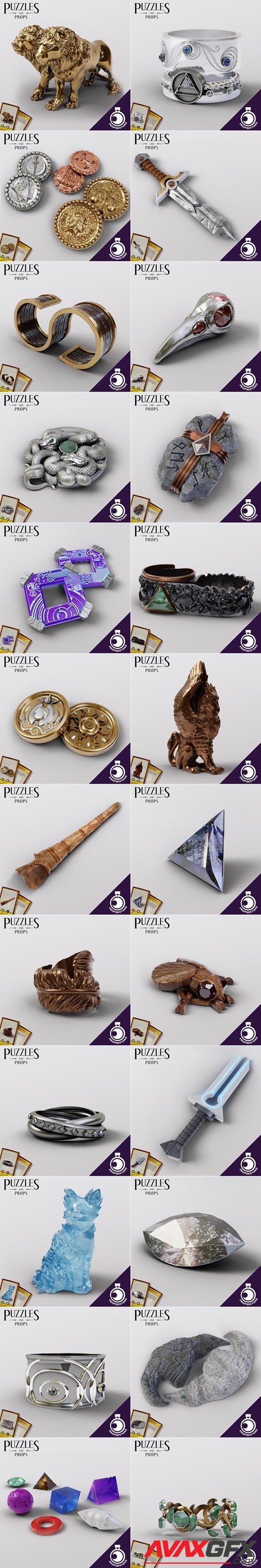 Puzzles and Props Collection - Part 1 – 3D Printable STL