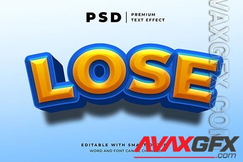 Lose cartoon modern editable text effect psd