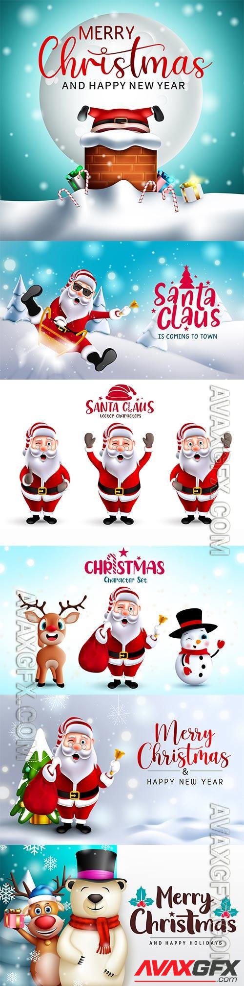 Merry christmas greeting vector background merry christmas with Santa