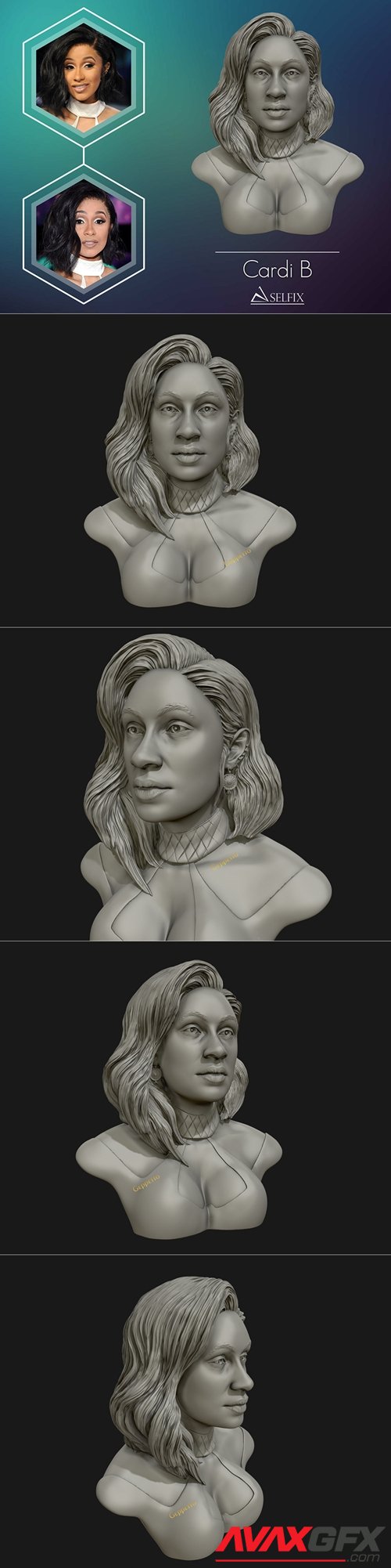 Cardi B Bust – 3D Printable STL