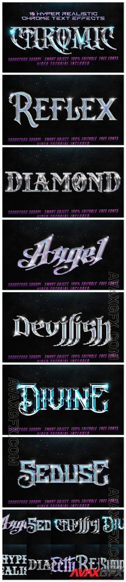 Hyper Realistic 10 Chrome Text Effects Psd