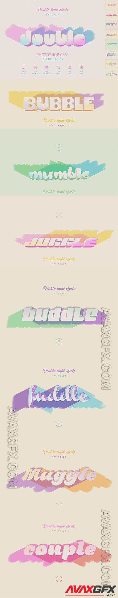 Double Light Text Effects Psd