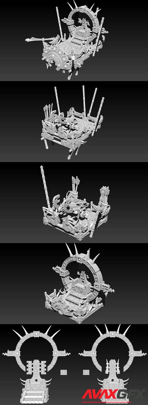 Saurian Stegy-Howdah 2.0 - Accessories Model – 3D Printable STL