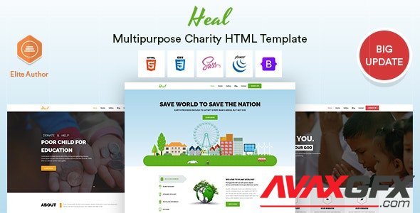 ThemeForest - Heal v1.0.5 - Charity HTML Template (Update: 27 December 21) - 8568747