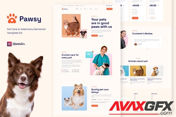 ThemeForest - Pawsy v1.0.0 - Pet Care & Veterinary Elementor Template Kit - 35359577