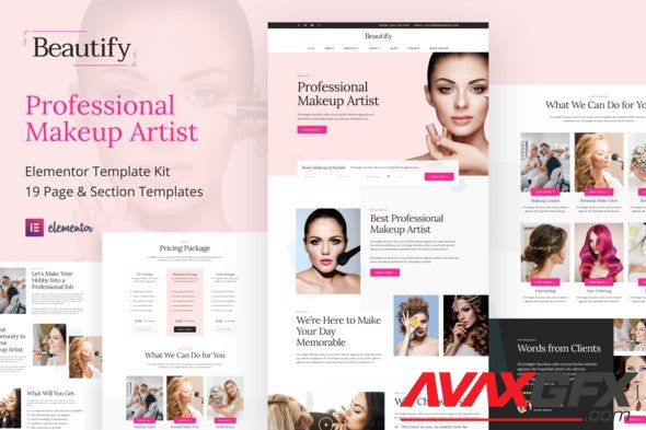 ThemeForest - Beautify v1.0.0 - Makeup Artist & Hair Stylist Elementor Template Kit - 35390132