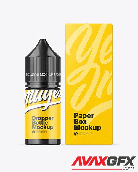 Glossy Dropper Bottle w/ Box Mockup 88195