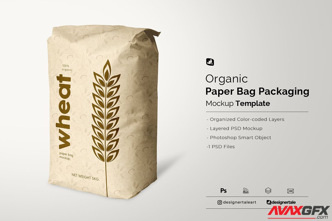 CreativeMarket - Organic Paper Bag Packaging Mockup 6610437