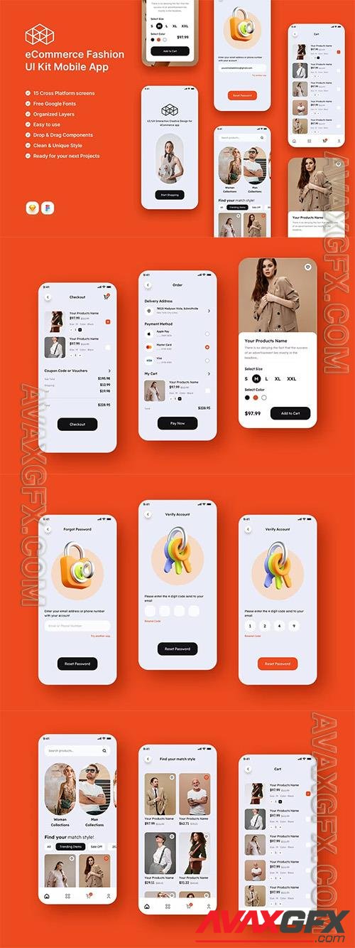 CourFas - eCommerce Fashion UI Kit Mobile App 3TYU6SA