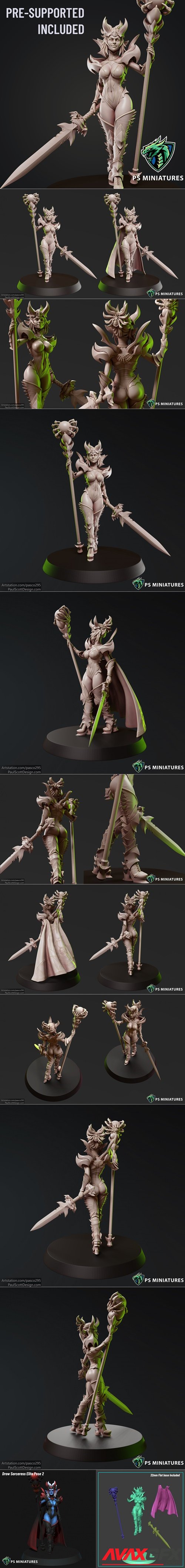 Drow Sorceress Elite Pose 2 – 3D Printable STL
