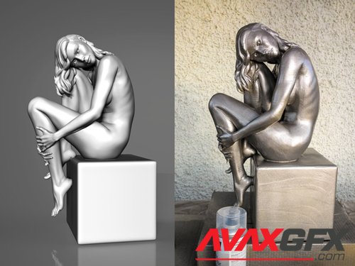 Girl on box – 3D Printable STL