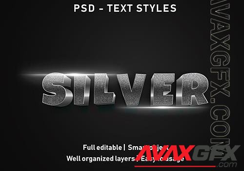 3d silver text effects style psd