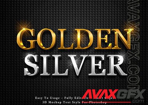 3d gold and silver text effect psd