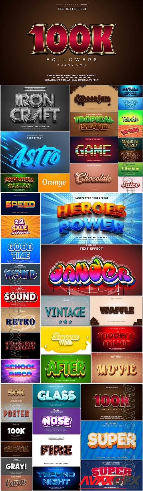 3d editable text style effect vector vol 886